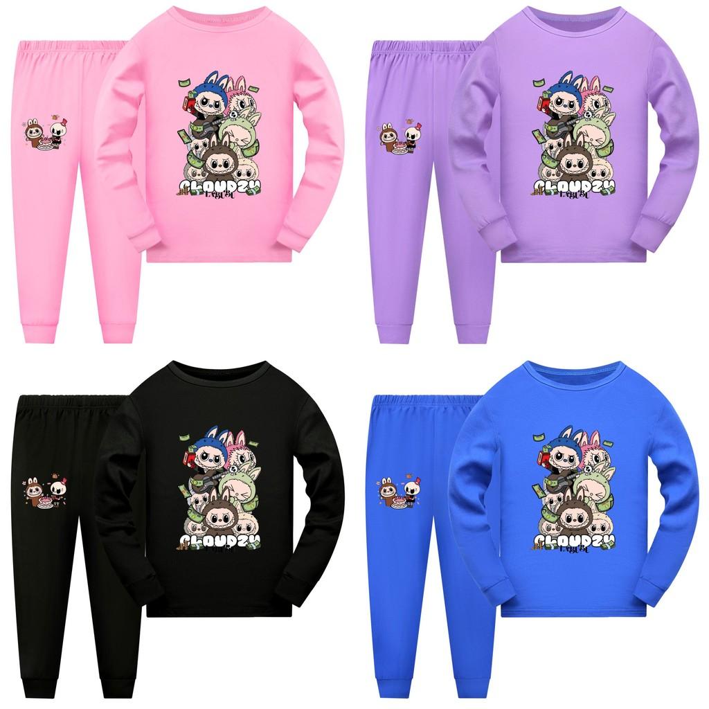 Labubu Kids Short Sleeve Short Pants Pajama Set With Cotton Fabric For Children