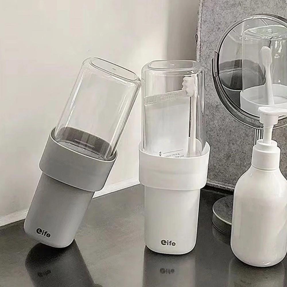 Portable 2In1 Mouthwash Cup Travel Lightweight Toothbrush Cup Multifunctional Plastic Electric Toothbrush Holder Storage Box
