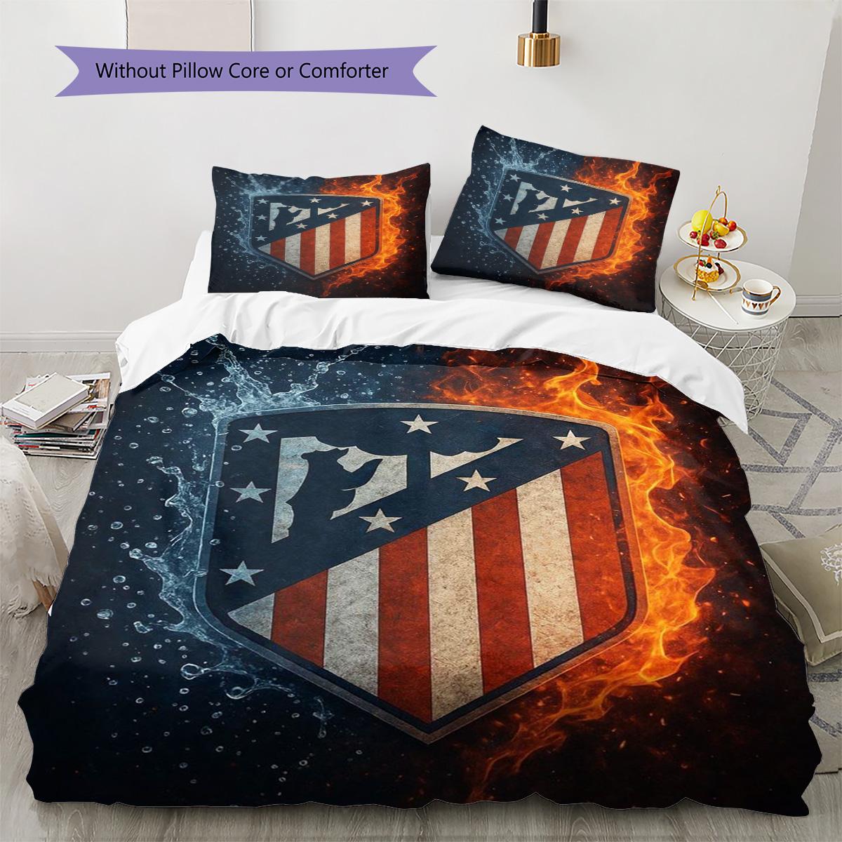 

Atlético de Madrid Pattern Bedding Quilt Set Quilt Cover Pillowcase Home Decoration Birthday Gift (1 * duvet cover + 2 * pillowcase, without core) 135x200cm