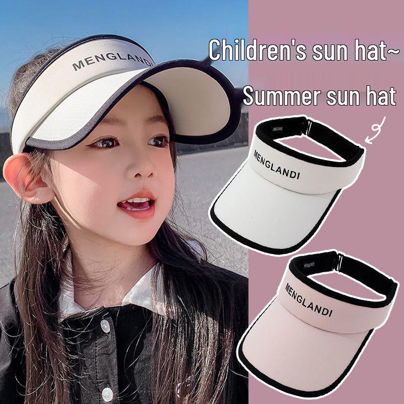 Kids' UV-Protection Ponytail Sun Visor - Boys' and Girls' Fashionable Topless Summer Hat
