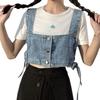 Stylish Elegance Fashion Female Casual Vest Short Denim Small Camisole Female Straps Design Sense Outside Wear Undershirt Stacking Tops Female