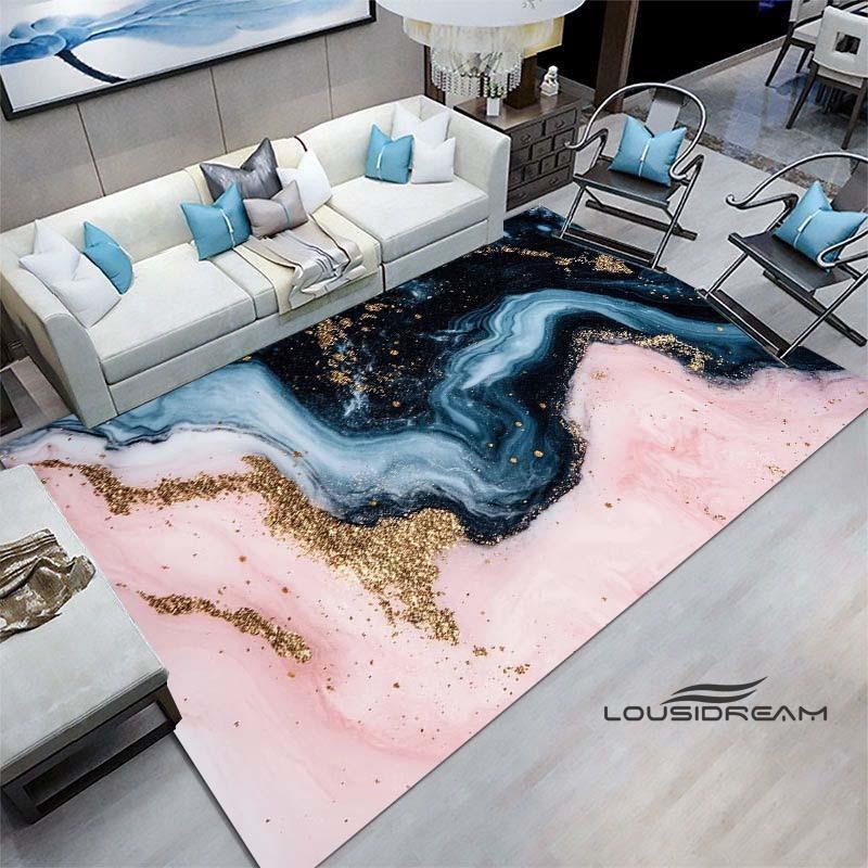 Luxury Fantasy Marble Carpet, Bedroom Carpet, Living Room, Sofa Decoration, Large Green and Gold Game Decoration