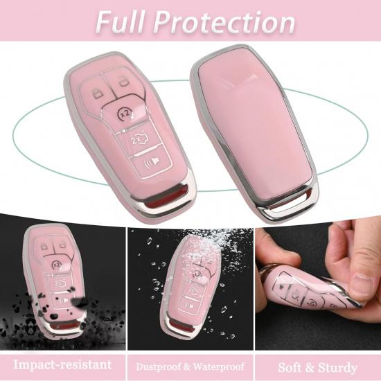 For Ford Key Fob Cover - Soft TPU Key Case Holder Car Key Case Shell Protection For Expedition Bronco Explorer Fusion Escape Lincoln Corsair Nautilus