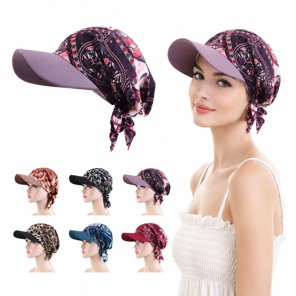 Breathable Headscarf with Brim Lace-up Style Headscarf Sun Hat Triangular Scarf Hat  Summer Outdoor