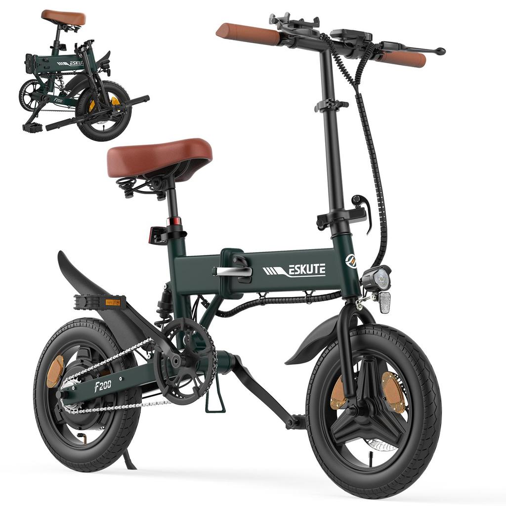 ESKUTE F200 Multi Terrain EBike 250W Motor 36V7.8Ah Battery 14 Inch Fat Tires Adult Folding Electic Bike Outdoor Commuting Electic Bicycle