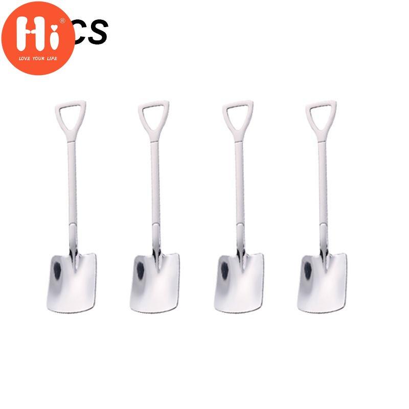Hallo 4PCS Kaffee Löffel Besteck Set Edelstahl Retro Eisen Schaufel Eis Löffel Scoop Kreative Löffel Tee-löffel Mode Geschirr