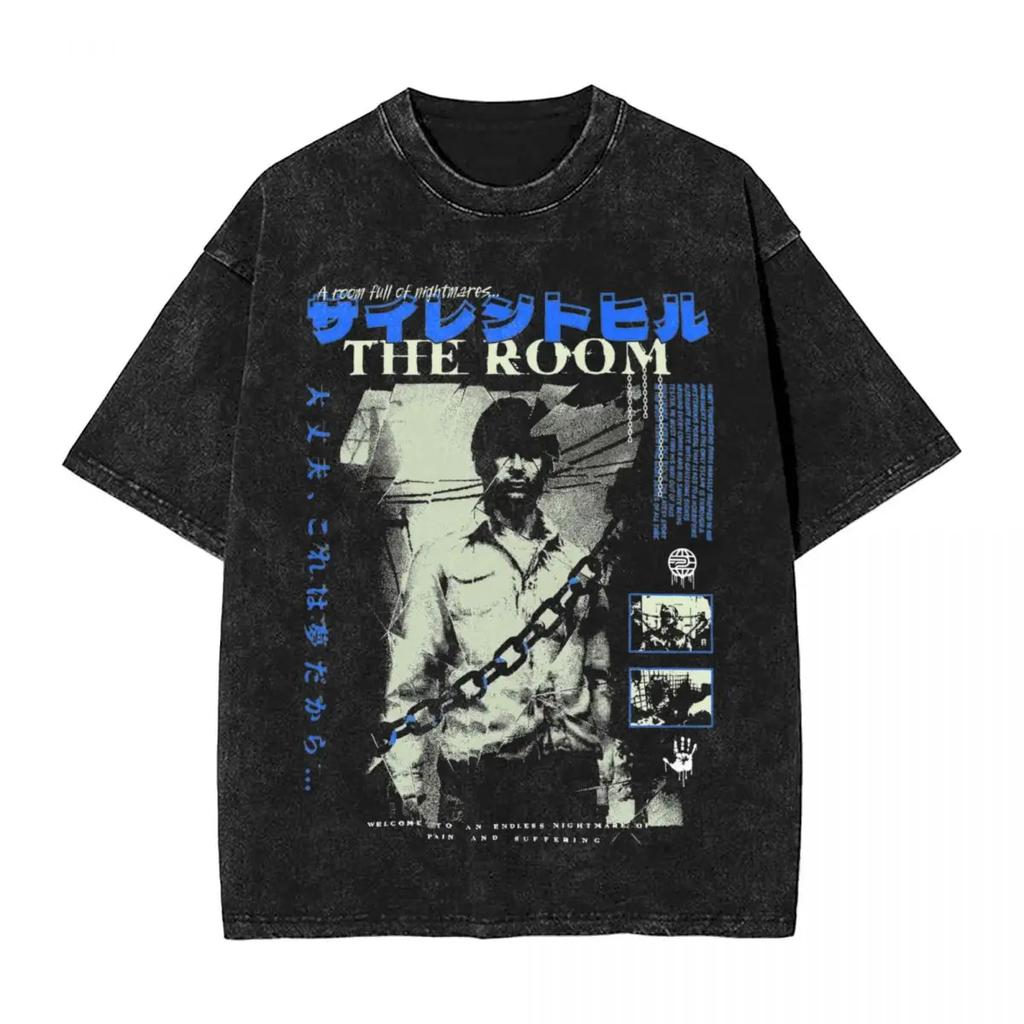 Moda Silent Hill Lavato Streetwear Vintage T-Shirt Film Horror Gioco Magliette Top Uomo Donna Cotone Harajuku Stampato