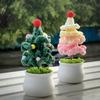 Potted Crochet Christmas Tree Handmade Crocheted Christmas Tree Decoration Completed Mini Knitted Potted Plants for Living Room Office Shelf Decor