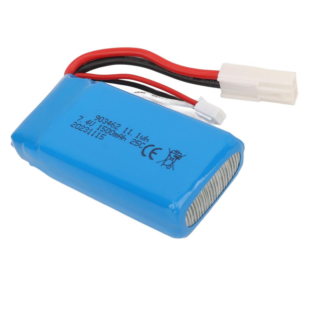 RC Boat 7.4V 1500mAh Lithium Battery Lightweight Overcharge Short Circuit Protection for V913 L969 K959 Remote Control Boat with EL?2P Plug