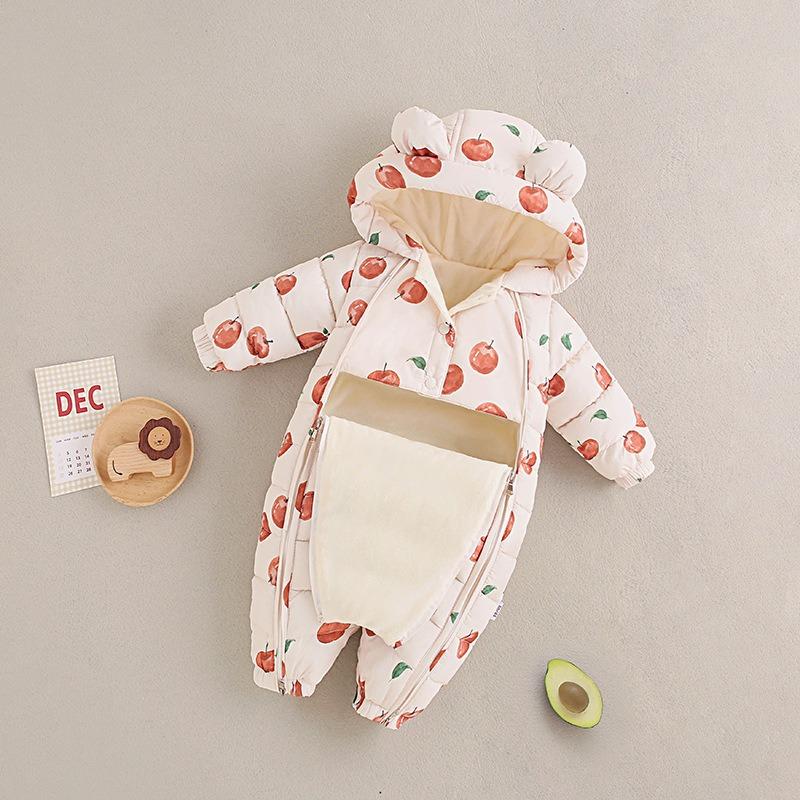 Warmer dicker Fleece Baby Strampler mit langen Ärmeln Neugeborenes Baby Winter Krabbelkleidung