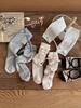 New Sweet Princess Mid-Calf Socks for Girls - Solid Color Bow Style for Autumn and Winter