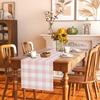 Watercolor Pink White Buffalo Check Plaid Table Runner Gingham Tablecloth Farmhouse Spring Summer Easter Home Kitchen Table Decorations-13×72''(Pink