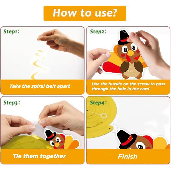 36Pcs DIY Thanksgiving Decorations Hanging Swirls Thanksgiving Turkey Ceiling Swirls for Indoor Home Party Decor