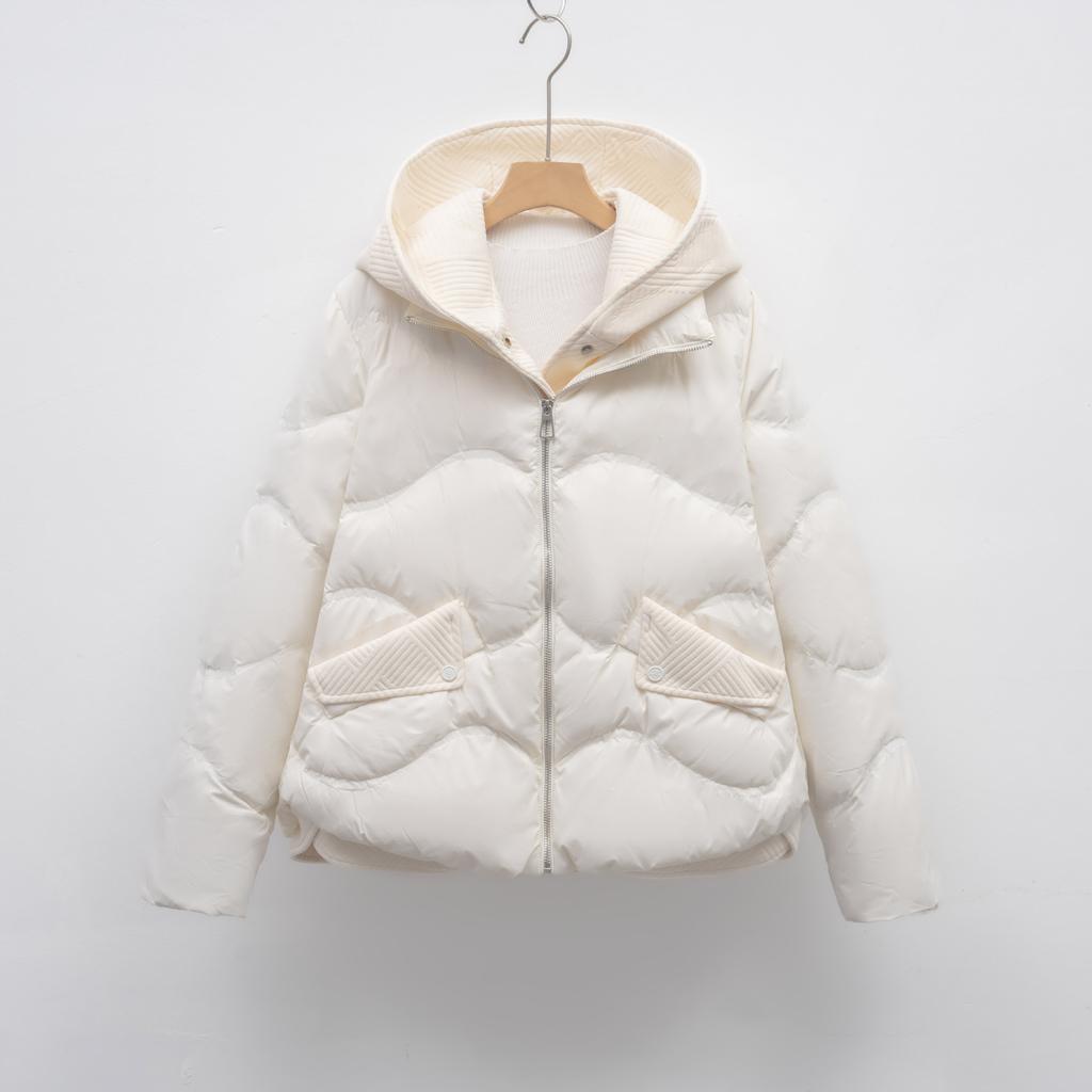 Splicing Fake Two-piece Hooded Down Jacket Women's Winter New Warm Casual Bread Jacket Trendy Coat