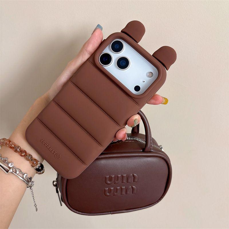 Kawaii 3D Angels Wings Bear Rabbit Cat Ears Solid Color Phone Case for iPhone 17 16 15 14 13 Pro Max Plus Soft Silicone Shockproof Protective Cover