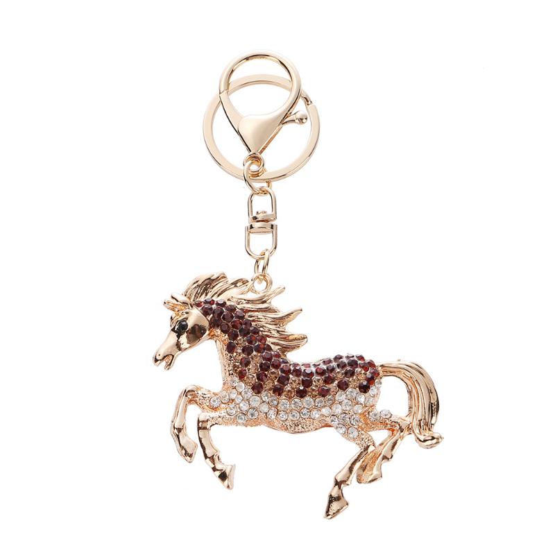 Rhinestone Horse Keychain Stylish Animal Pendant Decorative Key Ring For Women Bag Charm Hanging Lucky Gift