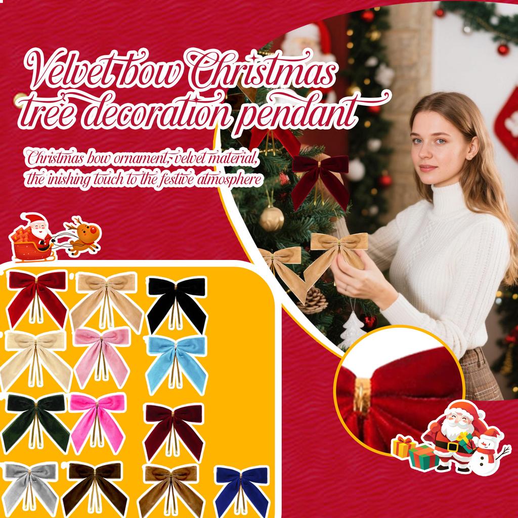Velvet Bow Christmas Tree Decoration Pendant Christmas Atmosphere Dress Up Props