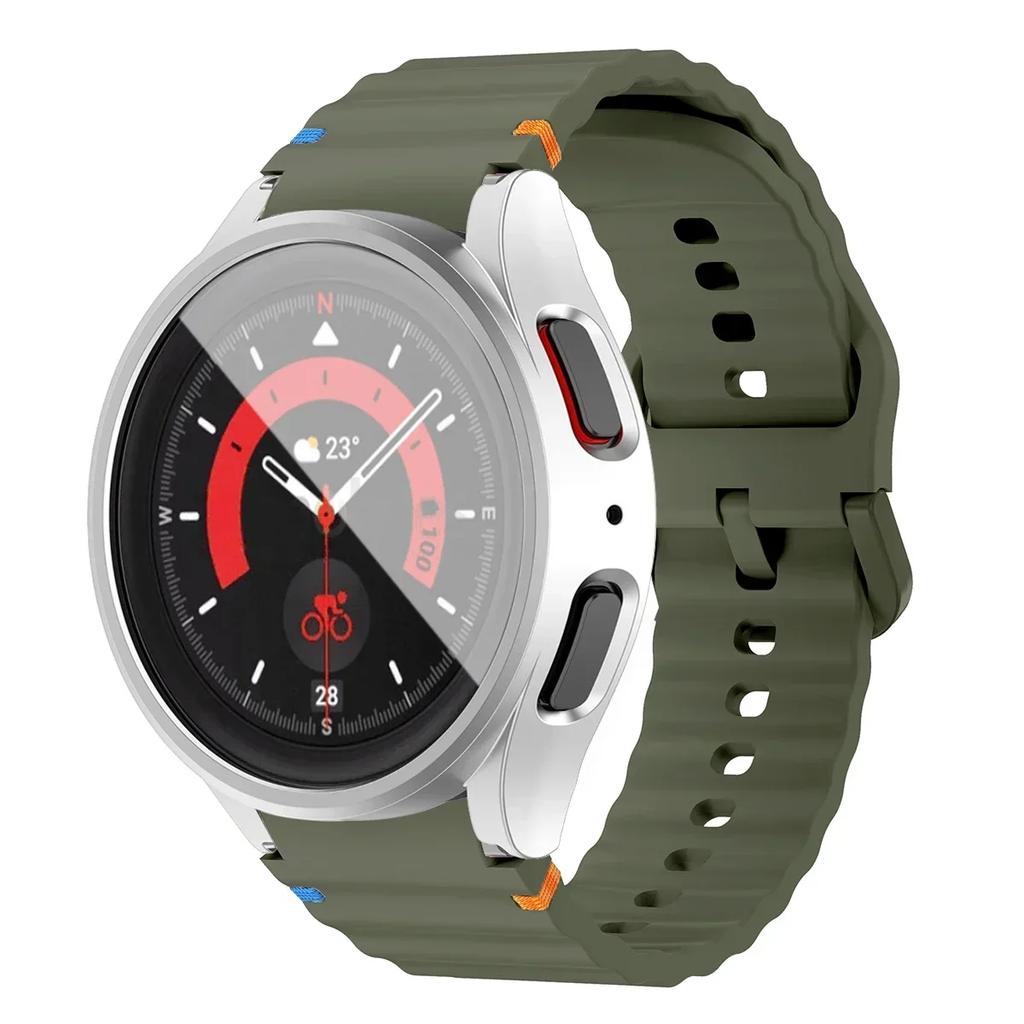 Pouzdro+Řemínek pro Samsung Galaxy Watch 7 6 5 4 40mm 44mm Silikonový Náramek Pásek Tvrzené Sklo Ochranná Fólie na Displej Nárazník Kryt