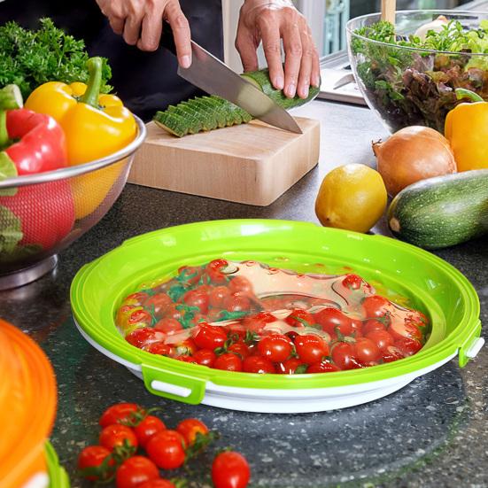 Food Preservation Tray with Vacuum Sealed Lid Stackable Reusable Food Storage Container Fridge Storage Case for Kitchen