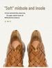 Jiechu Women's Summer Braided Hollow Sandals - Thick Sole, Breathable Candy Colors, Comfortable Roman Style