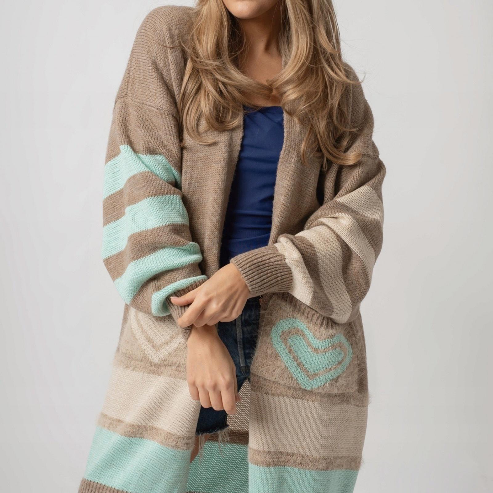 

Casual Minimalist Cardigan Knit Outerwear For Women M хаки