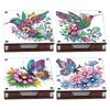 Boîte de rangement en bois DIY pour notes 4 pièces Art du diamant avec 480 feuilles Bloc-notes Peinture Diamant pour Bureau
