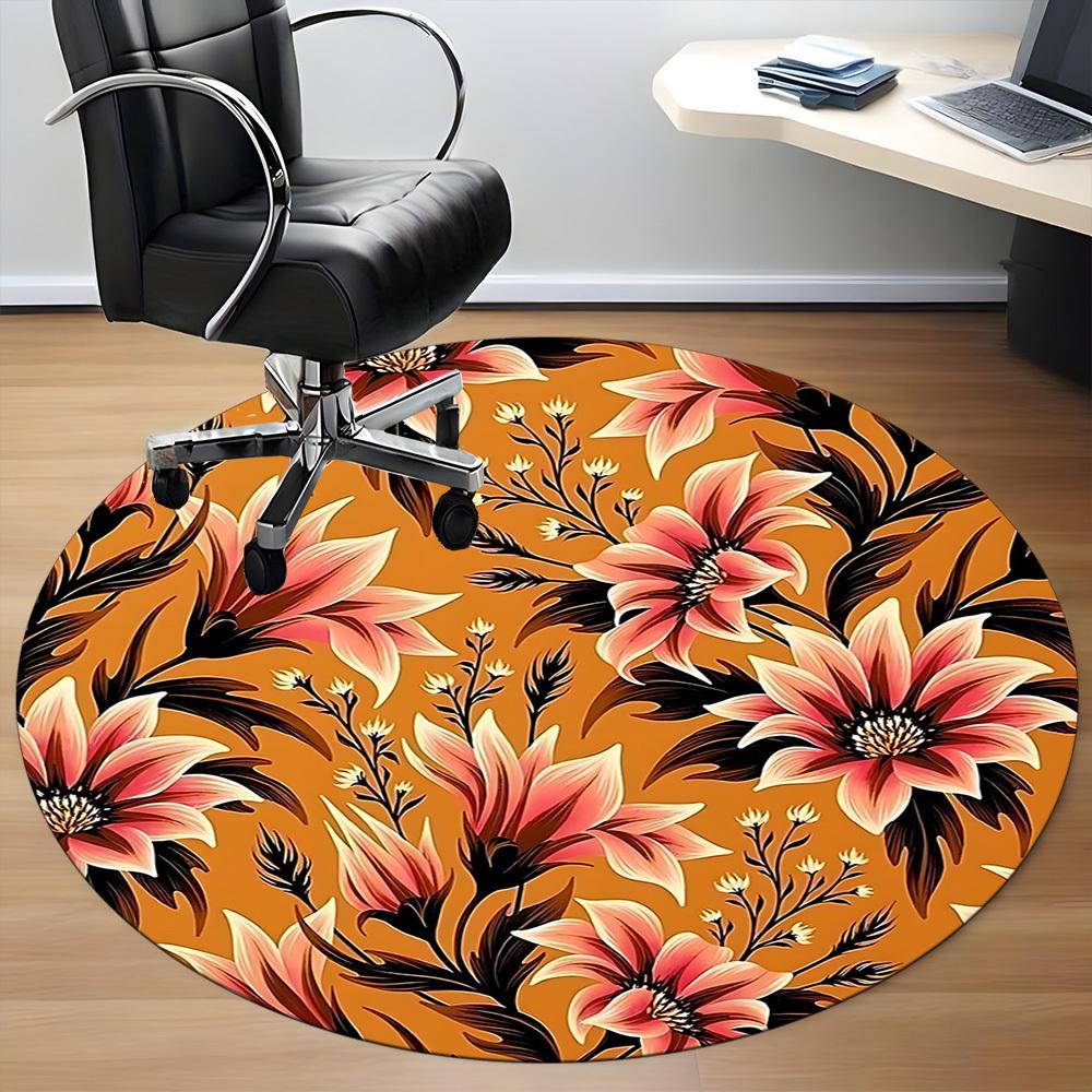 1PC Floral Pattern Chair Carpet for Office Non-Slip, Lightweight, Machine Washable Rug for Office, Sleeping, Room - Holiday Decoryy251009087