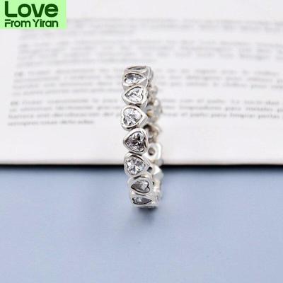 Original Forever More Love Heart With Crystal Rings For Women 925 Sterling Silver Ring Wedding Party Gift Jewelry
