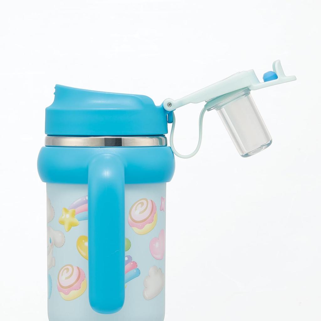 Skater Straw with Direct Sanrio Puffy Balloon Tumbler, 830ml, Insulated, Cold/Hot, Handle, 2-Way, Drinking, Cinnamoroll, Design, STSTB9-A