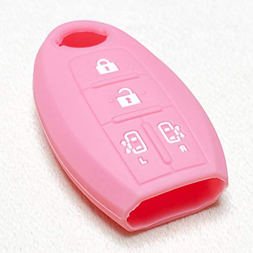 [IKT] Silicone Cover for Nissan Intelligent Key, Double-sided Sliding, 4 Buttons, Light Pink / New Serena e-Power / Serena / Elgrand / Etc. Speci
