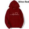 New Women's Casual Hoodie Autumn/winter Heartbeat Print Men's Loose Hoodie Couple Sweatshirt Women's Hoodie Top Streetwear