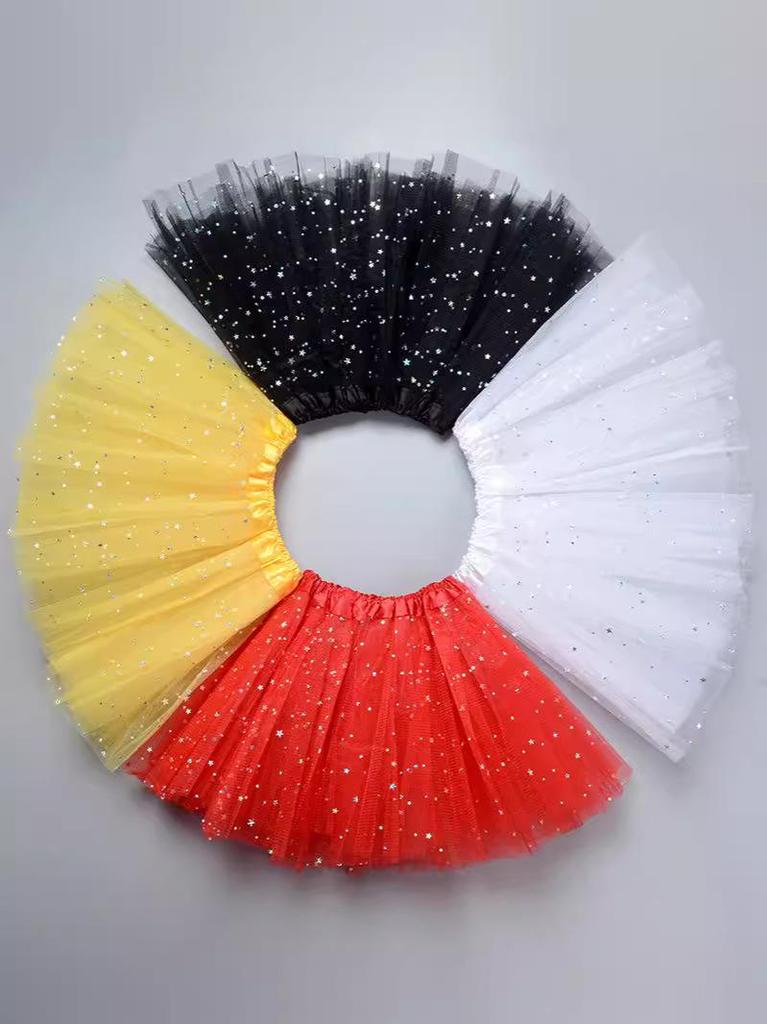 Children's Three-Layer Puffy Tutu Skirt with Sequins