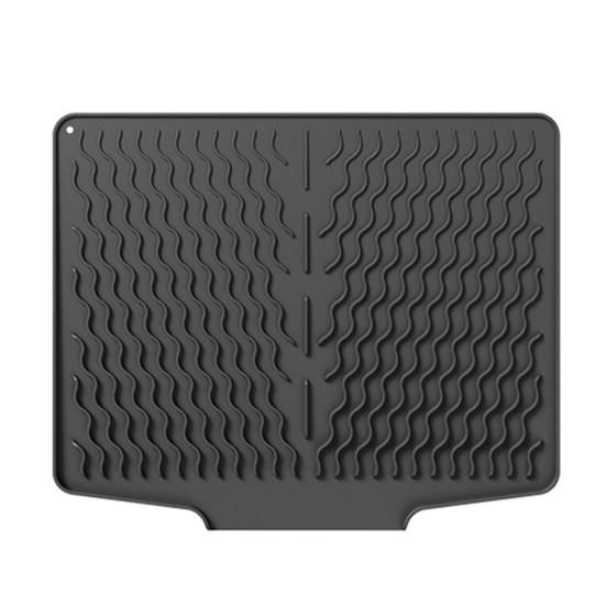 Silicone Drain Mat Nordic Style Heat-Resistant Rectangular Shape Sloped Design Non-slip Dish Drying Mat Kitchen Accessory