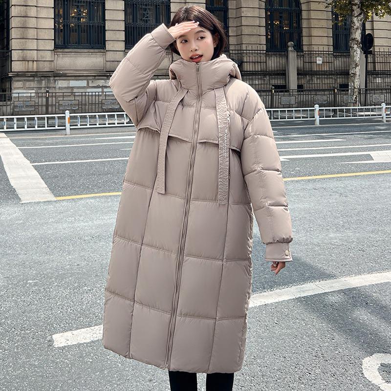 Winter new women's down cotton clothes thickened warm hooded A version regular hip-wrapped warm jacket