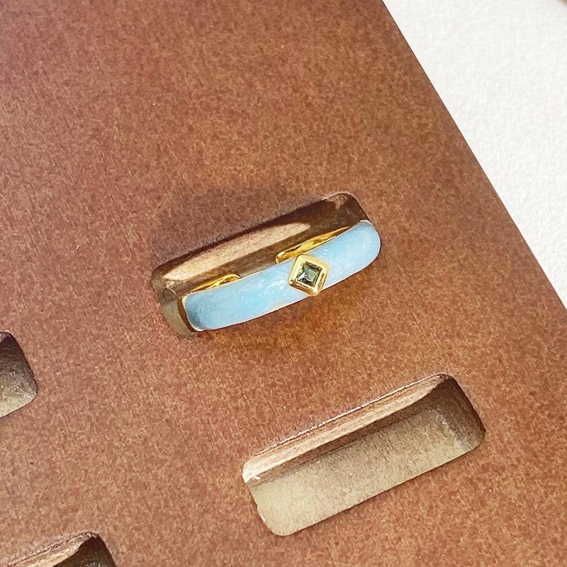 Macaron Color Set, Colored Zircon Dripping Oil, Fine Open Ring, Niche Design, Index Finger Ring, Women'S Model.