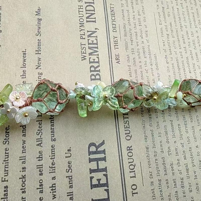 Hand-synthetic Crystal Rough Stone Bracelet Forest Wreath Bracelet Gift Woven Mesh Bag Bracelet