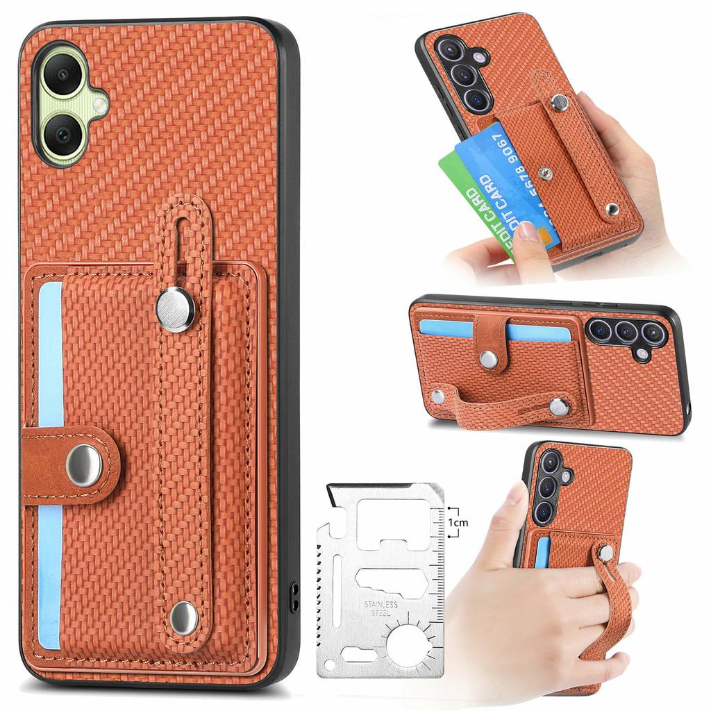 For Samsung Galaxy A06 4G Case Wristband Anti-Drop Leather Back Cover Card Holder
