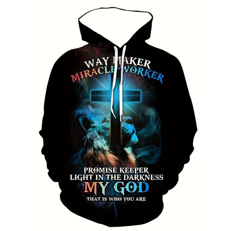 Man Hoodie Jesus Print Sweatshirts Long Sleeve Fall Spring Hoodies Casual Pullover Outdoor Oversized Tops Childs Men's Clothing