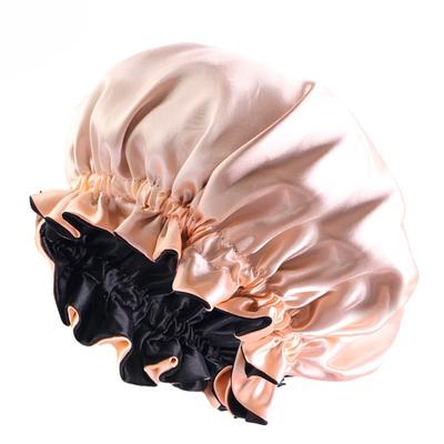 Satin Ruffle Edge Night Cap Contrast Color Head Wrap Hair Care Bonnet