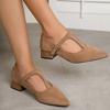 Fashion Fall 2025 New Suede Vintage Pointed Toe Mary Jane Girls Stiletto Heel Plus Size Single