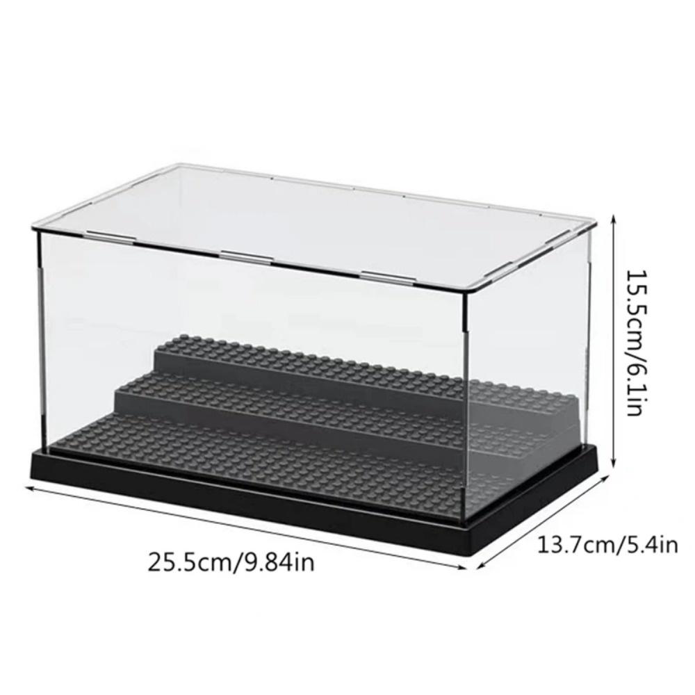 1pc Large Display Case Clear Dustproof Acrylic Display Box Storage with 3 Movable Steps Acrylic Display Case Minifigure Display