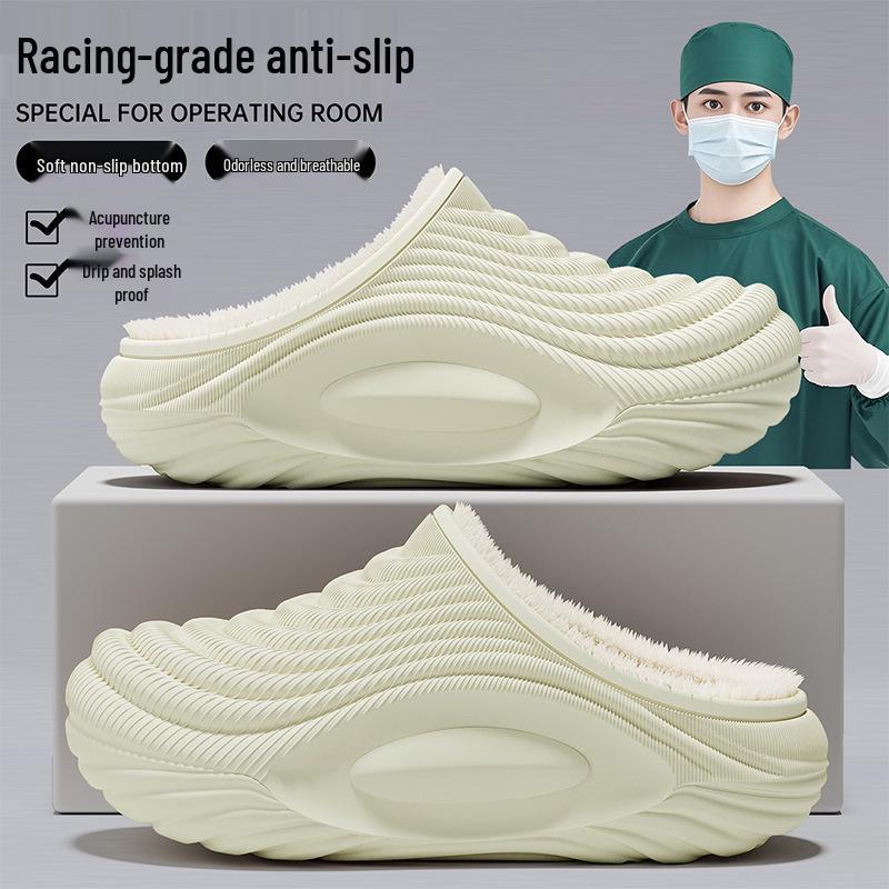 

Men s Waterproof Anti-Slip Cotton Slippers - Autumn/Winter New Style with Thick Sole & Warm Velvet Lining 36-37 [Fits 35-36]