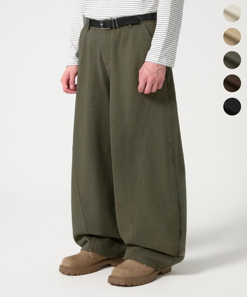 TRILLION [Special Feature] Curved Wide Cut Cotton Pants_5 Colors