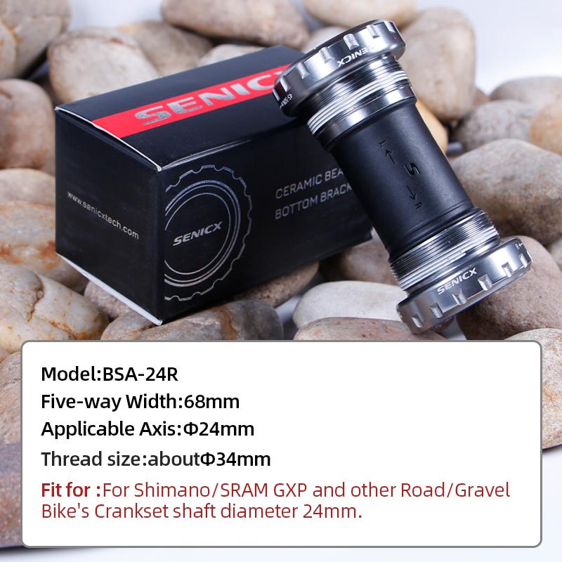 SENICX Bicycle Bottom Bracket Ceramic BSA Thread Road Bike Central Movement Suitable for Shimano / SRAM GXP Crankset 24mm Axis BSA24R-Ceramic Beads