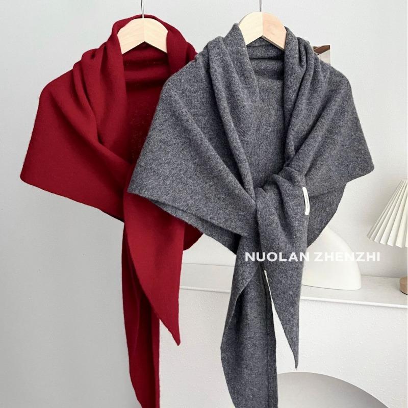 % All-wool large shawl women's winter concave shape warm shoulder pads scarf knitted triangular scarf