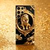 Shiny Ornate Gold Lion Phone Case Glass S25 Ultra Case S26 Ultra Case for Samsung Galaxy S26 S25 S24 S23 S22 FE,Ultra,Plus