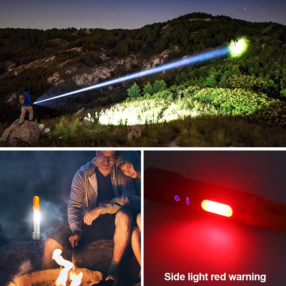 Mini Multi-color Flashlight Green/Red/Blue/White COB LED Toch Zoom USB Charging Haning Tent Lamp Hunting Outdoor Fishing Light