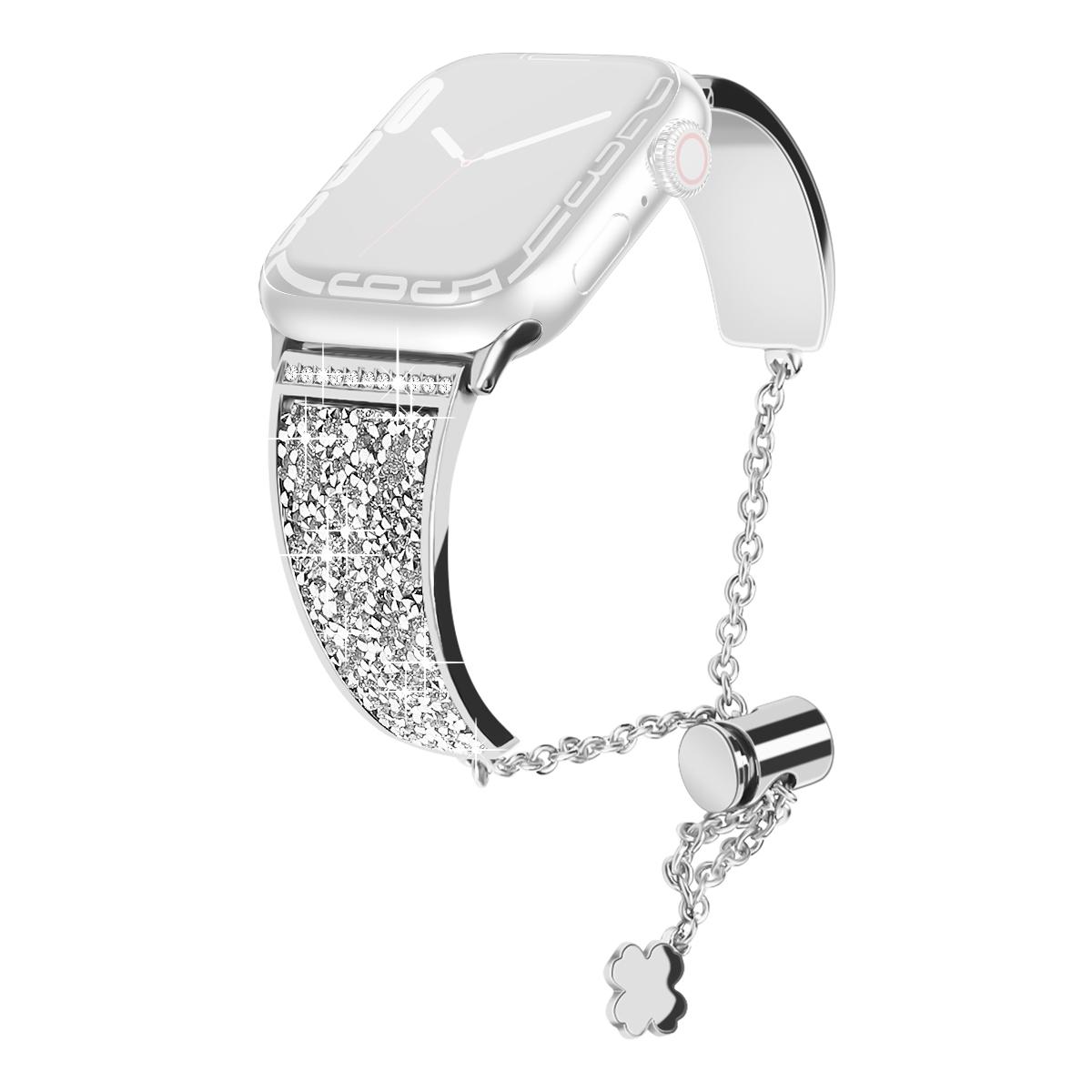 

Strap for Apple Watch Series 10 42mm/9 8 7 41mm/SE (2023) SE (2022) SE 6 5 4 40mm/3 2 1 38mm Metal Watch Band Silver/Silver