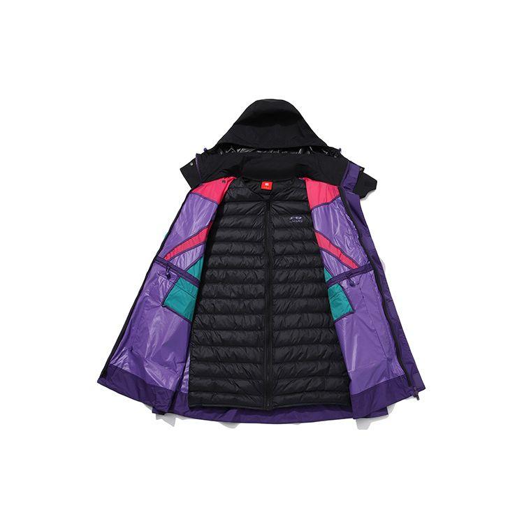 Li Ning Loose Fit Down Jacket Windbreaker Three In One Set Women Outerwear Dragon-Purple Raspberry-Red AWBQ006-1