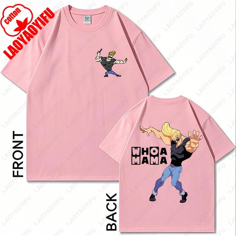 Johnny Bravo Cartoon Character Graphic TShirt Casual Cotton Unisex Women Fun Fashion Tees Brother Friend Couple All Match Gift Tops